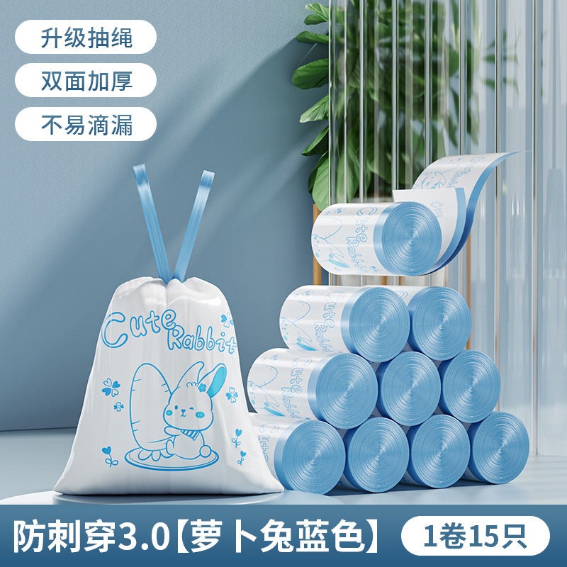 Printed Drawstring Garbage Bag For Home Kitchen Large Capacity Leak-Proof Thickeneded High Temperature Resistant Large Automatic Closing Garbage Bag - Image 1